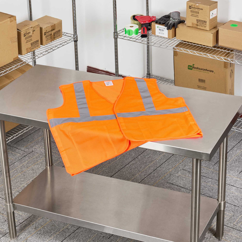 Be Safe Type R Class 2 Orange 2XL/3XL High Visibility 5-Point Breakaway Mesh Safety Vest - Hook/Loop Closure, Reflective Tape - 20 count box