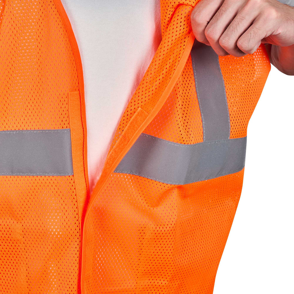 Be Safe Type R Class 2 Orange 2XL/3XL High Visibility 5-Point Breakaway Mesh Safety Vest - Hook/Loop Closure, Reflective Tape - 20 count box