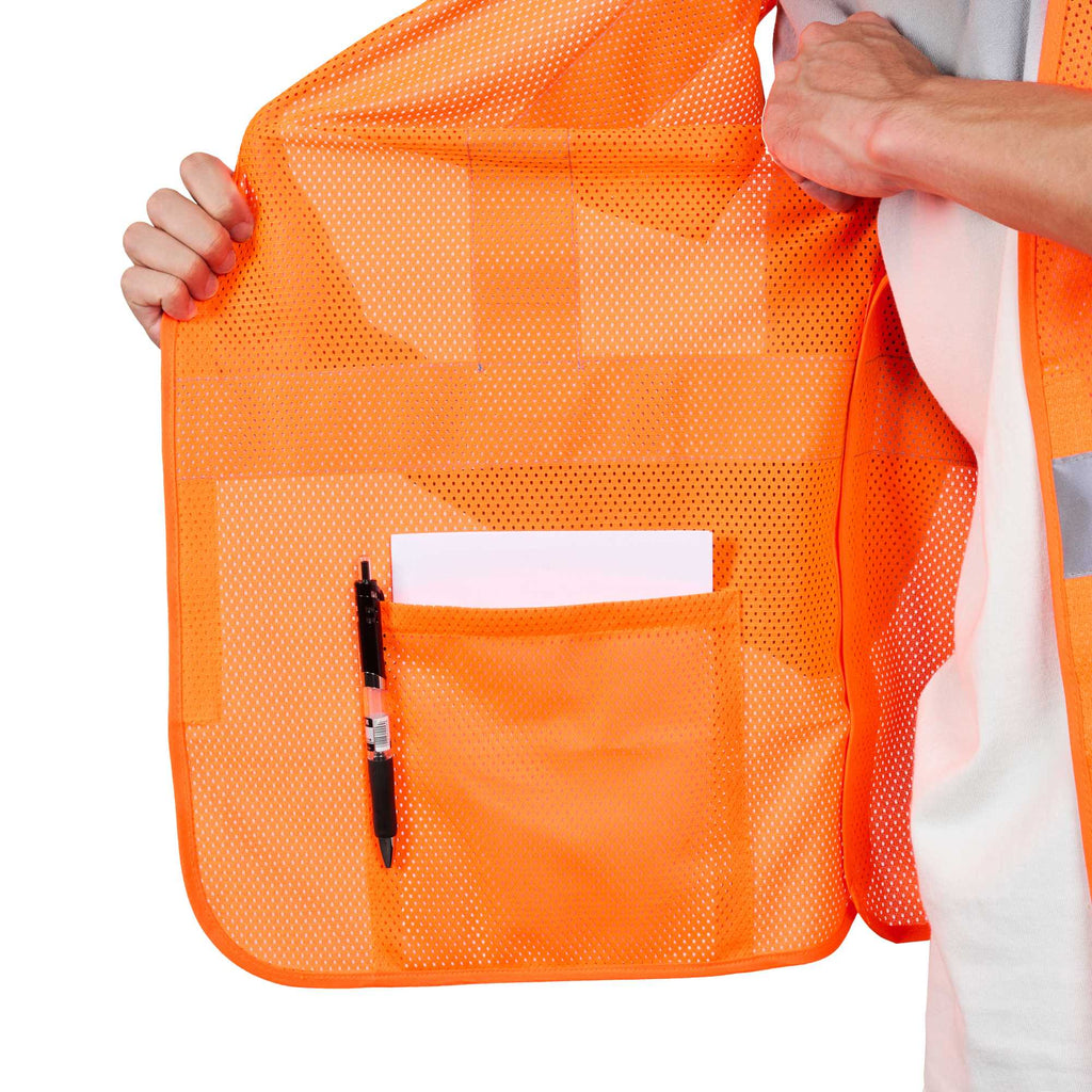 Be Safe Type R Class 2 Orange 2XL/3XL High Visibility 5-Point Breakaway Mesh Safety Vest - Hook/Loop Closure, Reflective Tape - 20 count box