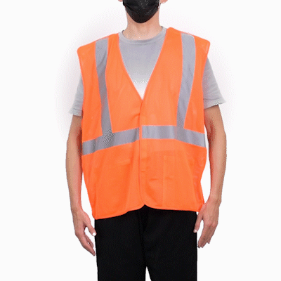 Be Safe Type R Class 2 Orange 2XL/3XL High Visibility 5-Point Breakaway Mesh Safety Vest - Hook/Loop Closure, Reflective Tape - 20 count box