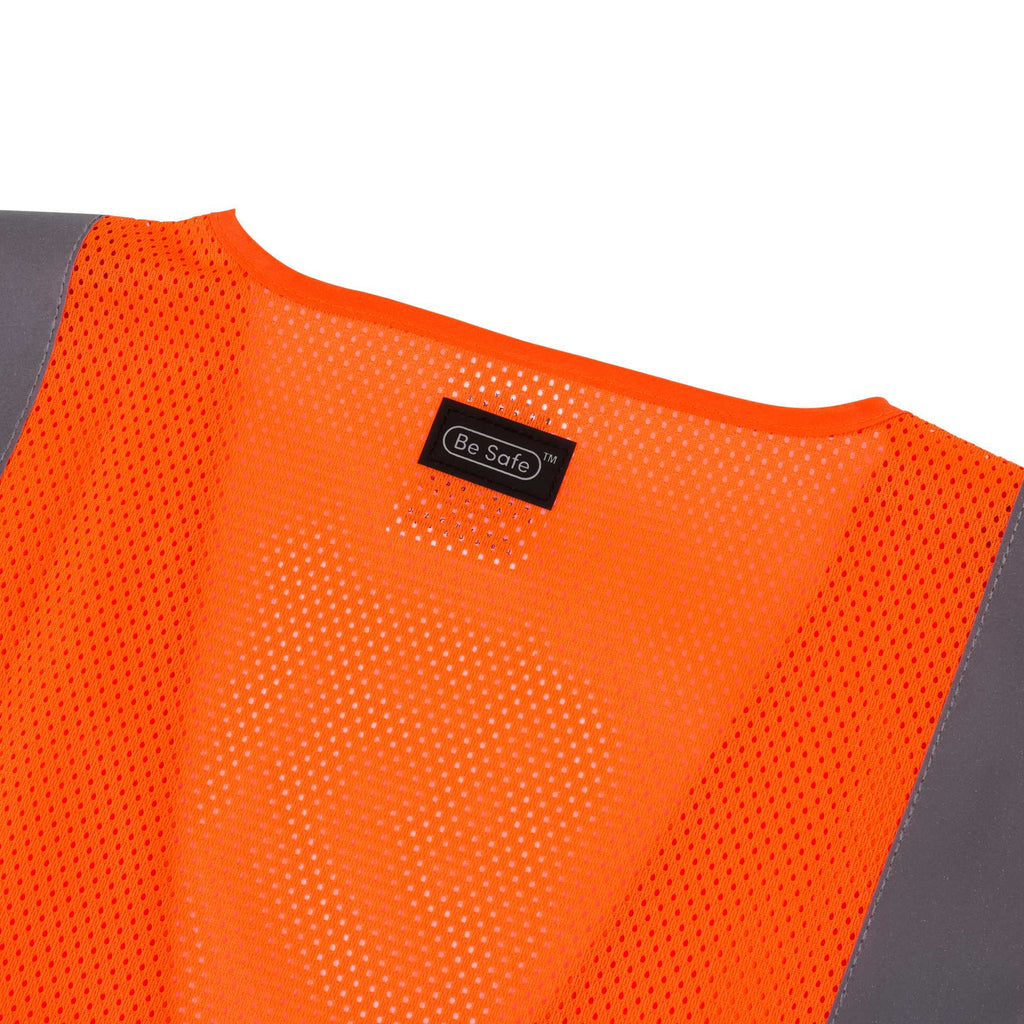 Be Safe Type R Class 2 Orange 2XL/3XL High Visibility 5-Point Breakaway Mesh Safety Vest - Hook/Loop Closure, Reflective Tape - 20 count box
