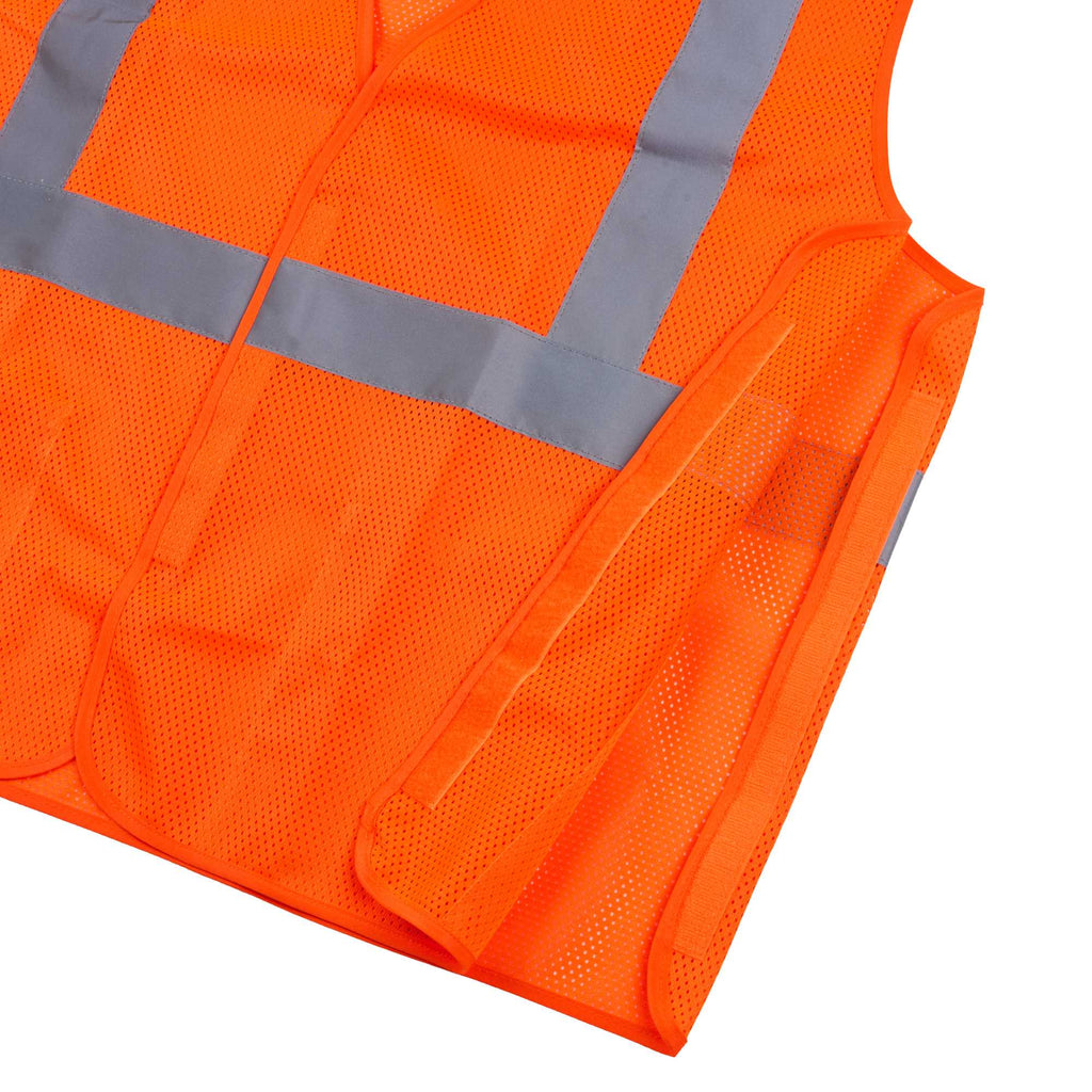 Be Safe Type R Class 2 Orange 2XL/3XL High Visibility 5-Point Breakaway Mesh Safety Vest - Hook/Loop Closure, Reflective Tape - 20 count box