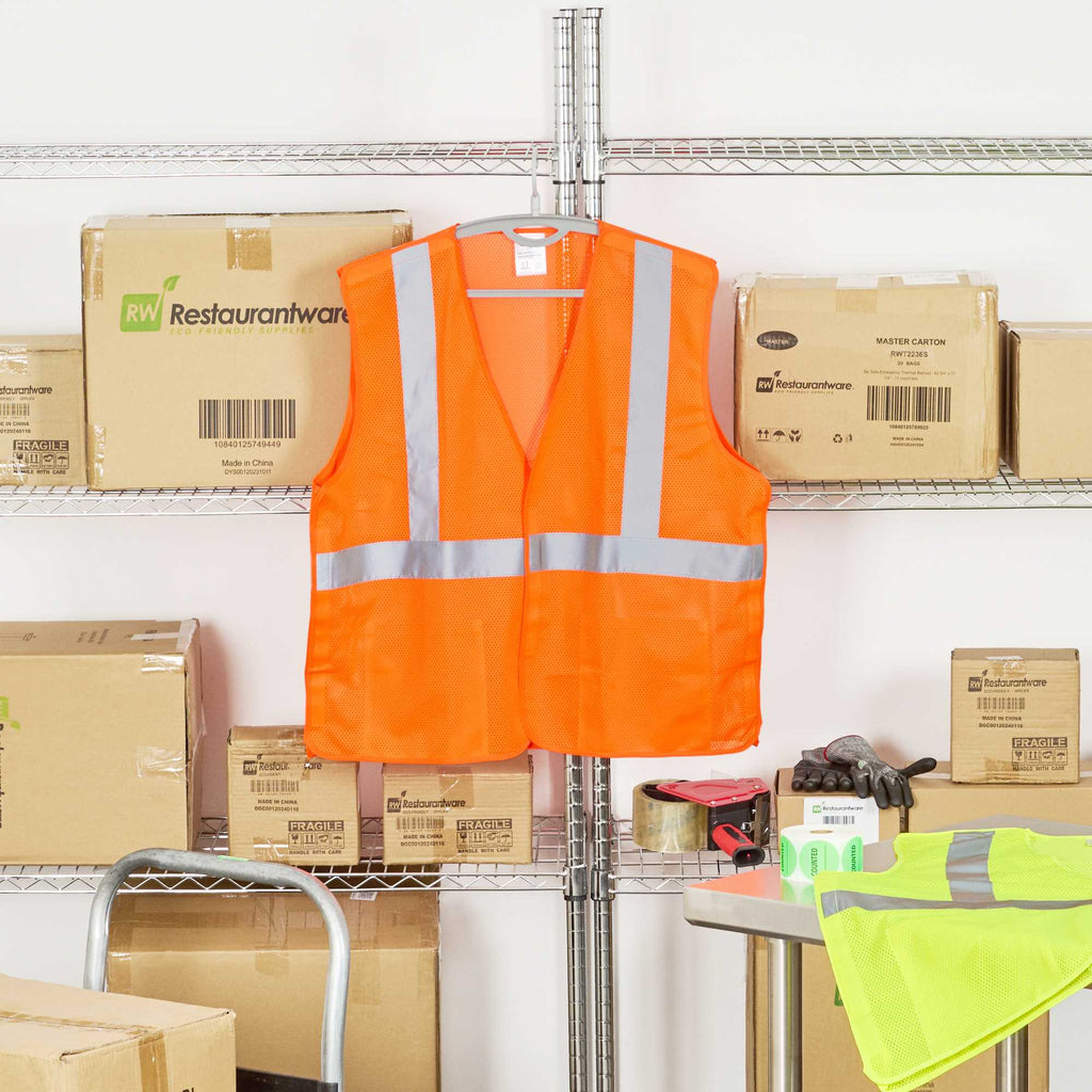 Be Safe Type R Class 2 Orange 2XL/3XL High Visibility 5-Point Breakaway Mesh Safety Vest - Hook/Loop Closure, Reflective Tape - 20 count box