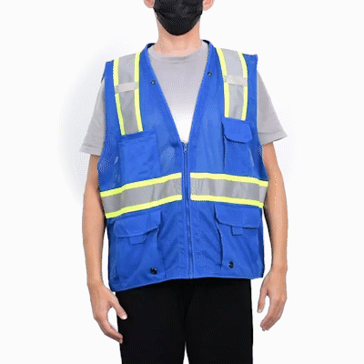 Be Safe Blue S/M High Visibility Mesh Safety Vest - Zipper Closure, Reflective Tape - 1 count box