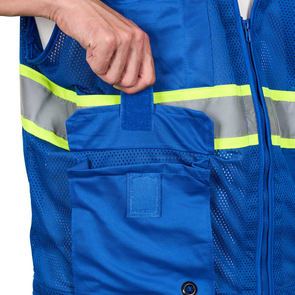 Be Safe Blue 2XL/3XL High Visibility Mesh Safety Vest - Zipper Closure, Reflective Tape - 1 count box