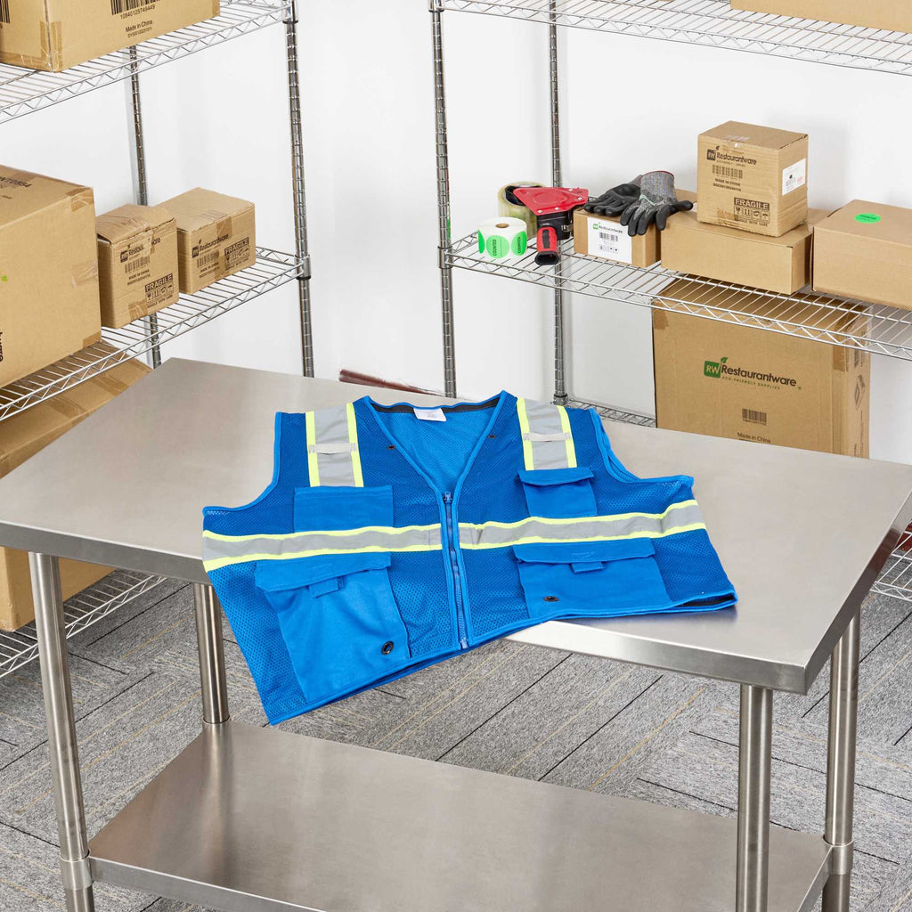 Be Safe Blue 2XL/3XL High Visibility Mesh Safety Vest - Zipper Closure, Reflective Tape - 20 count box