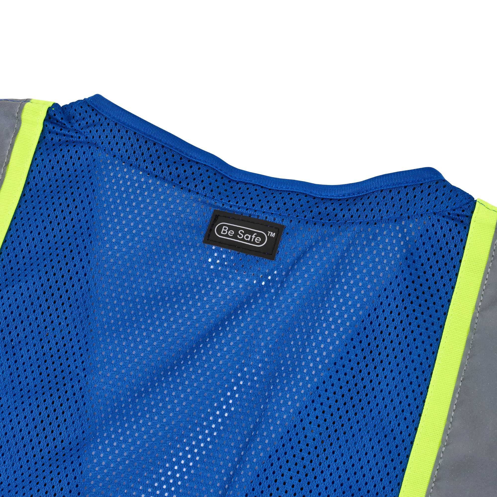 Be Safe Blue 2XL/3XL High Visibility Mesh Safety Vest - Zipper Closure, Reflective Tape - 20 count box