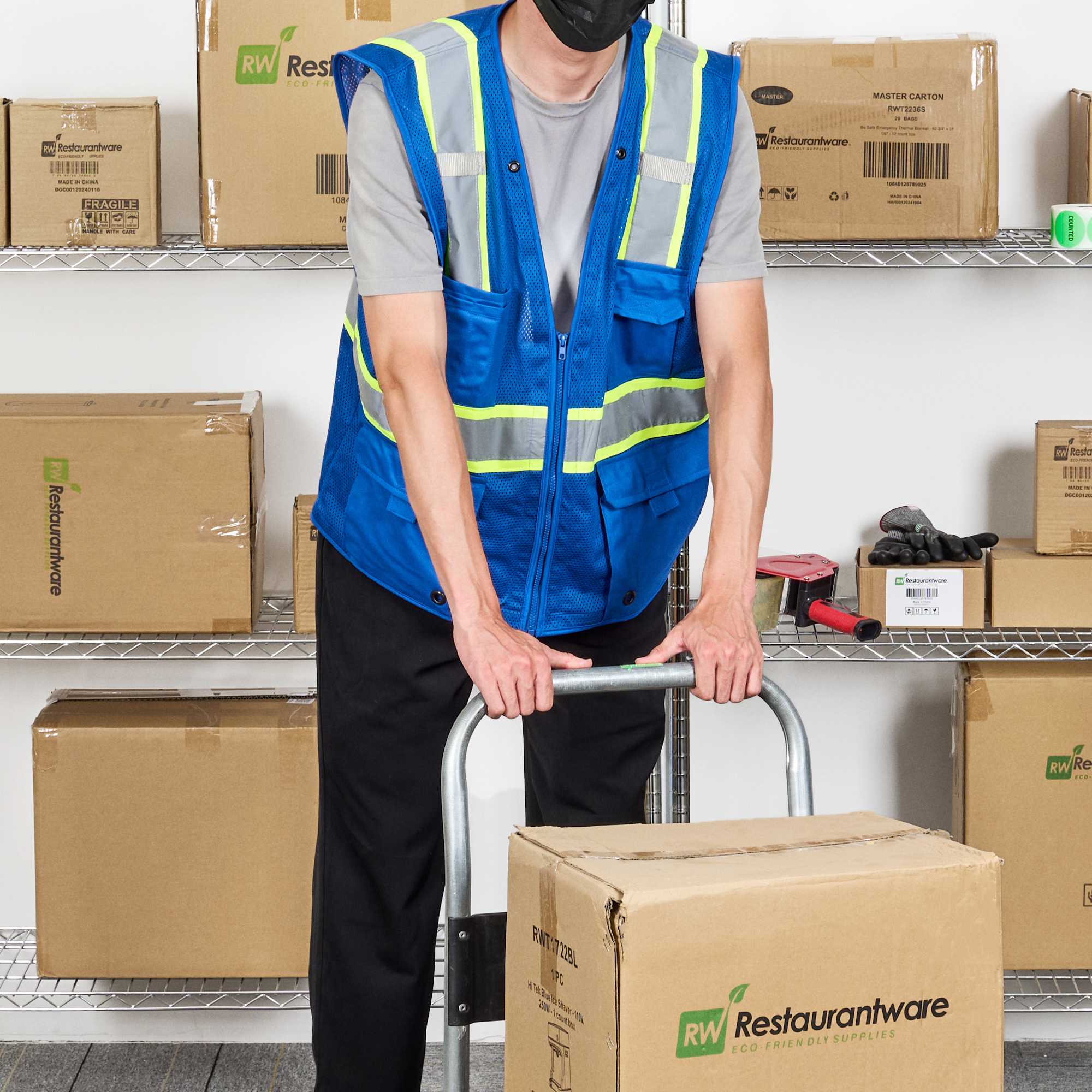 Be Safe Blue 2XL/3XL High Visibility Mesh Safety Vest - Zipper Closure, Reflective Tape - 20 count box