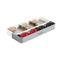 Clean Tek Professional Gray and White Plastic Expandable 3-Tier Spice Drawer Organizer - 15 1/2" x 5 1/2" x 2 1/4" - 1 count box