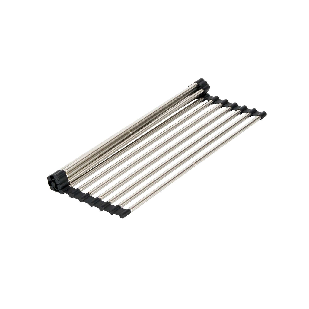 Clean Tek Professional Gray Stainless Steel Over-Sink Roll-Up Drying Rack - Extendable, Non-Slip - 15 3/4" x 9 1/2" - 12 count box