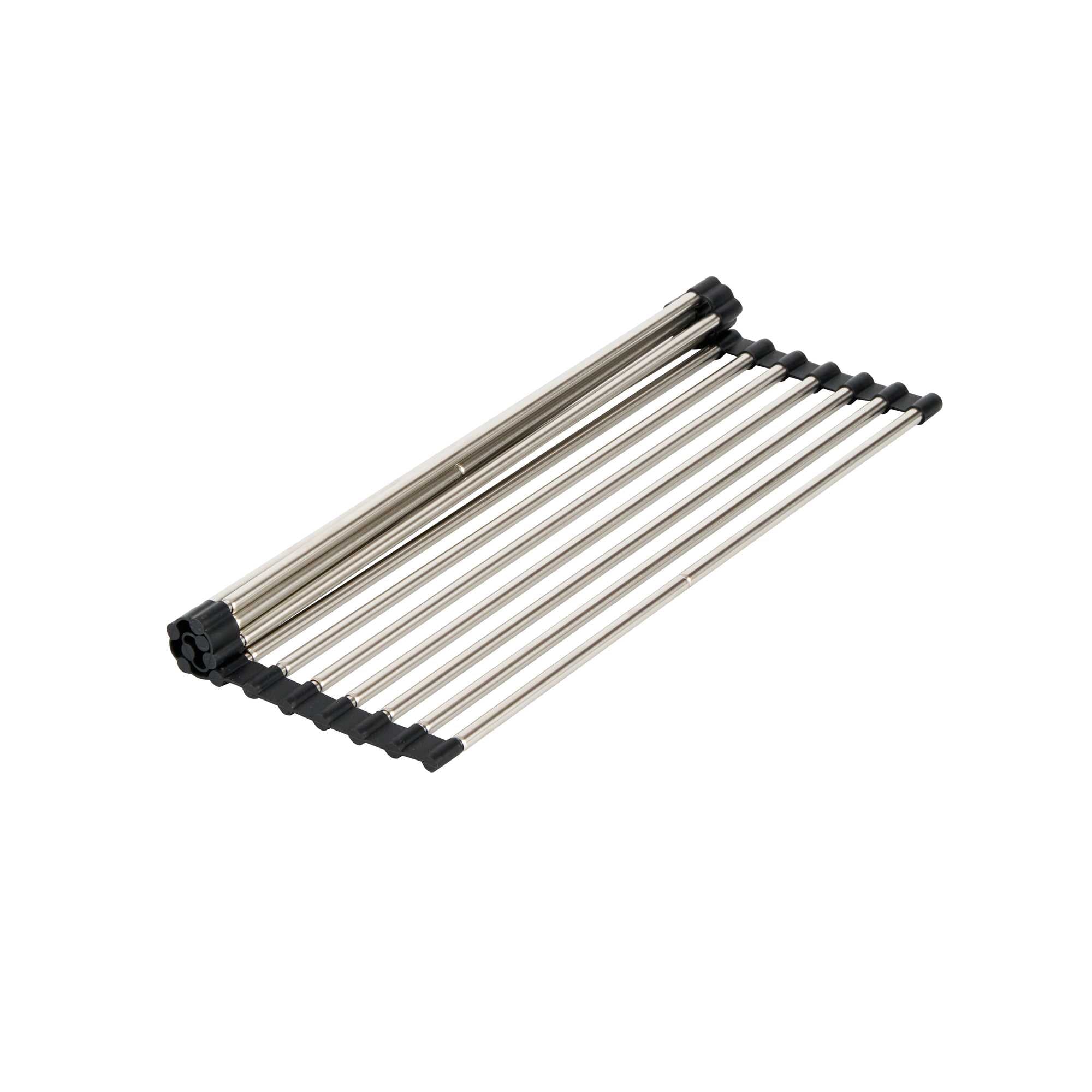 Clean Tek Professional Gray Stainless Steel Over-Sink Roll-Up Drying Rack - Extendable, Non-Slip - 15 3/4" x 9 1/2" - 12 count box