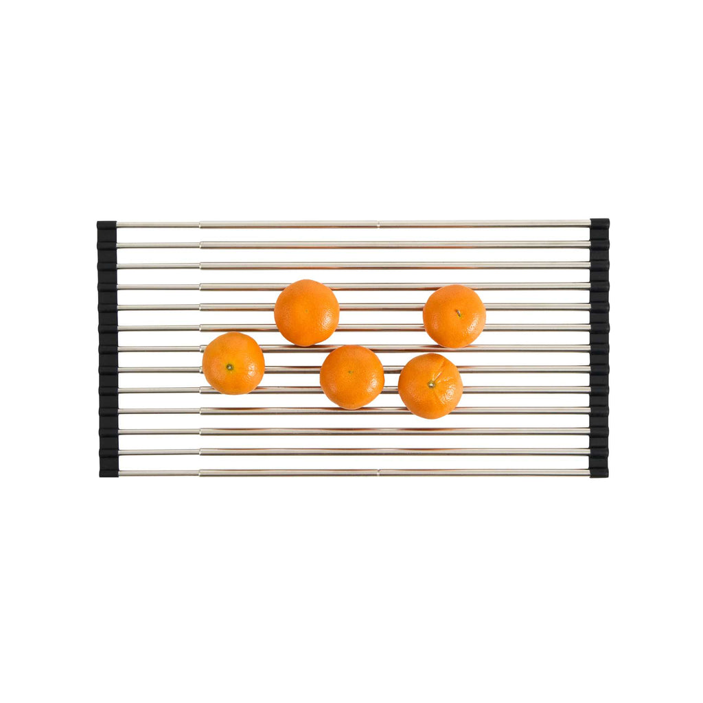 Clean Tek Professional Gray Stainless Steel Over-Sink Roll-Up Drying Rack - Extendable, Non-Slip - 15 3/4" x 9 1/2" - 12 count box