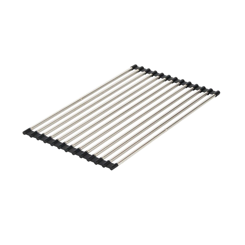 Clean Tek Professional Gray Stainless Steel Over-Sink Roll-Up Drying Rack - Extendable, Non-Slip - 15 3/4" x 9 1/2" - 12 count box