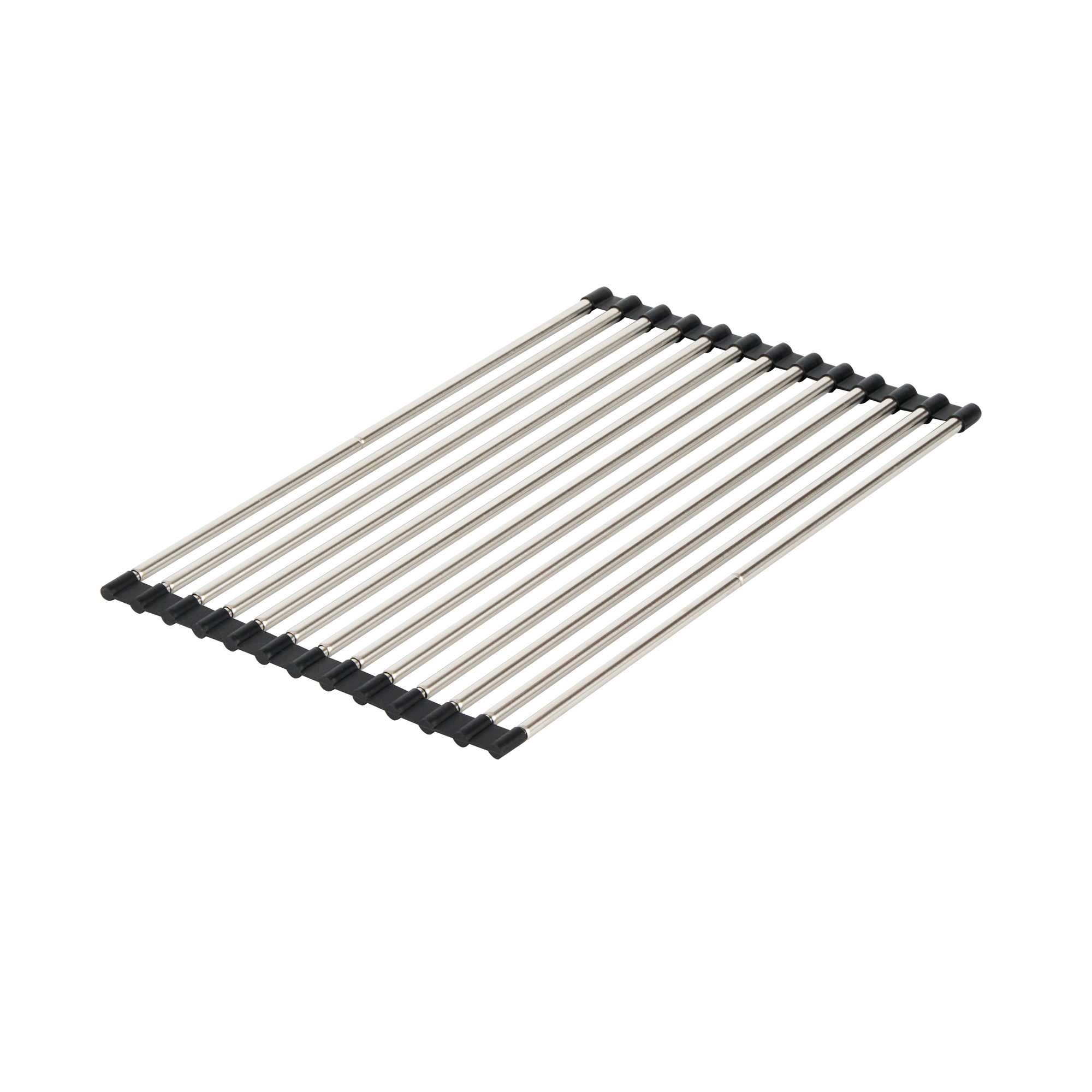 Clean Tek Professional Gray Stainless Steel Over-Sink Roll-Up Drying Rack - Extendable, Non-Slip - 15 3/4" x 9 1/2" - 12 count box