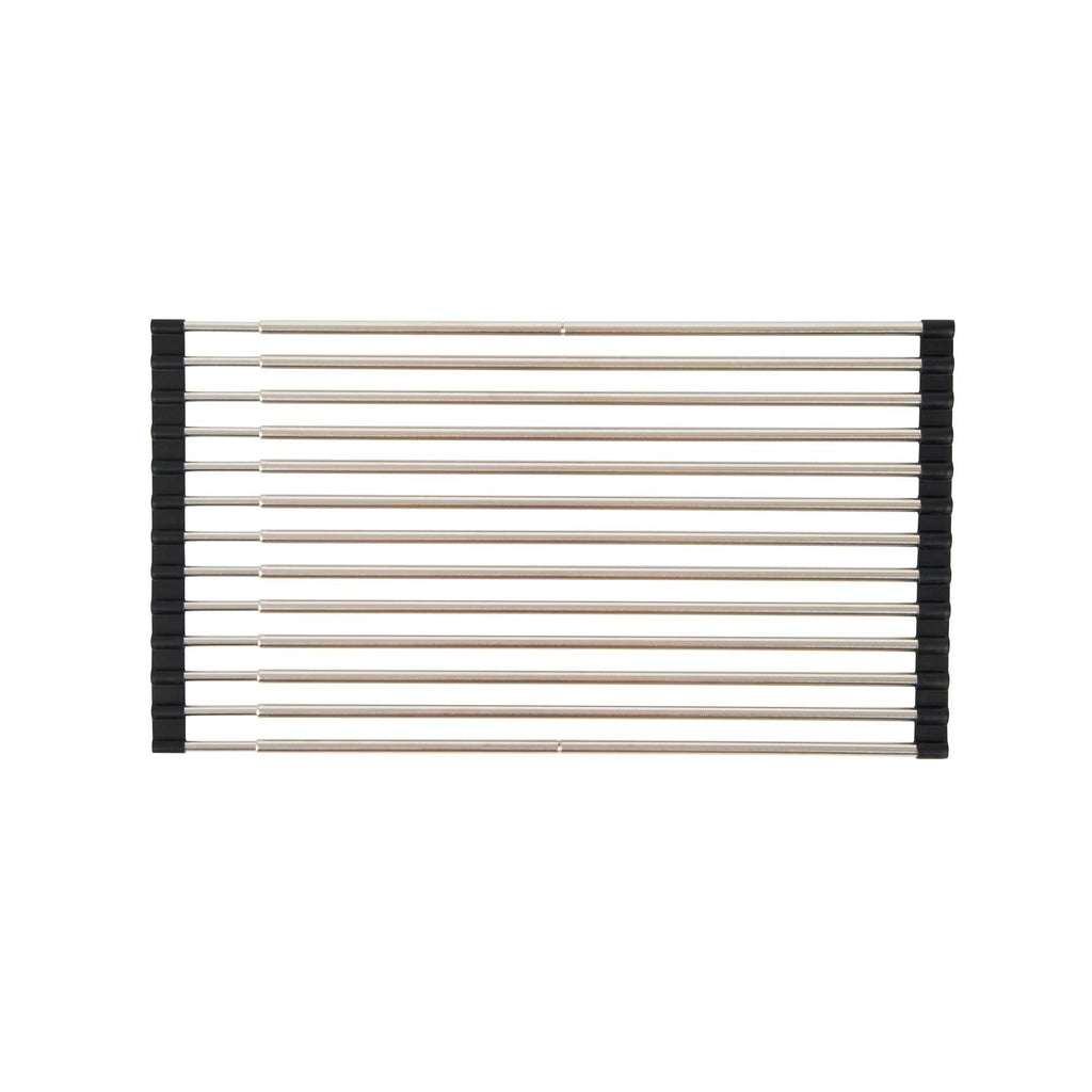 Clean Tek Professional Gray Stainless Steel Over-Sink Roll-Up Drying Rack - Extendable, Non-Slip - 15 3/4" x 9 1/2" - 12 count box