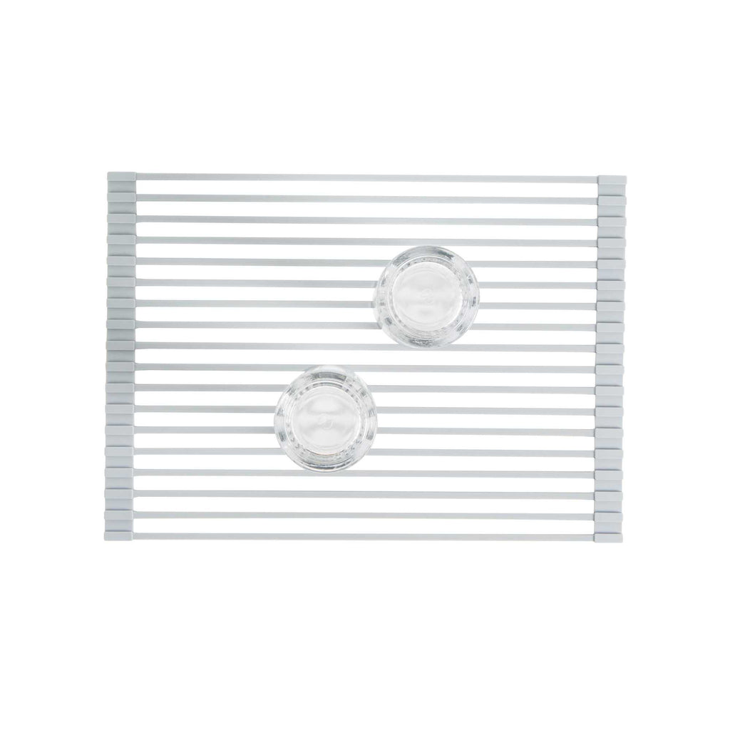 Clean Tek Professional Gray Steel Over-Sink Roll-Up Drying Rack - Non-Slip - 17" x 13" - 1 count box