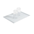 Clean Tek Professional Gray Steel Over-Sink Roll-Up Drying Rack - Non-Slip - 17" x 13" - 12 count box