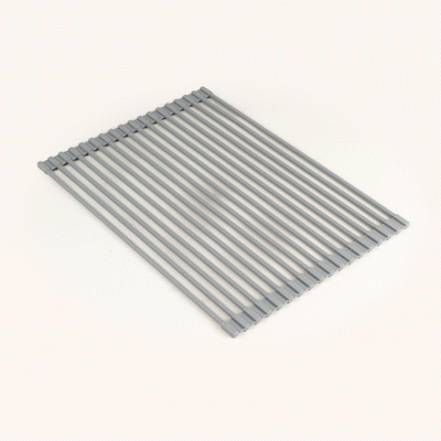 Clean Tek Professional Gray Steel Over-Sink Roll-Up Drying Rack - Non-Slip - 17" x 13" - 12 count box