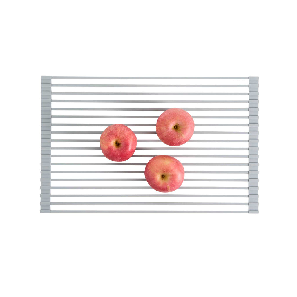 Clean Tek Professional Gray Steel Over-Sink Roll-Up Drying Rack - Non-Slip - 20 1/2" x 13" - 12 count box