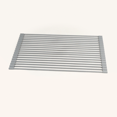 Clean Tek Professional Gray Steel Over-Sink Roll-Up Drying Rack - Non-Slip - 20 1/2" x 13" - 12 count box