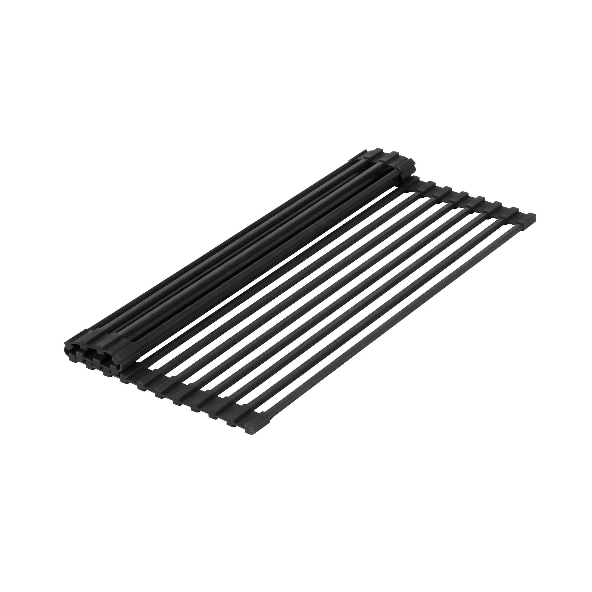 Clean Tek Professional Black Steel Over-Sink Roll-Up Drying Rack - Non-Slip - 17" x 13" - 1 count box
