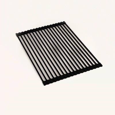 Clean Tek Professional Black Steel Over-Sink Roll-Up Drying Rack - Non-Slip - 17" x 13" - 12 count box