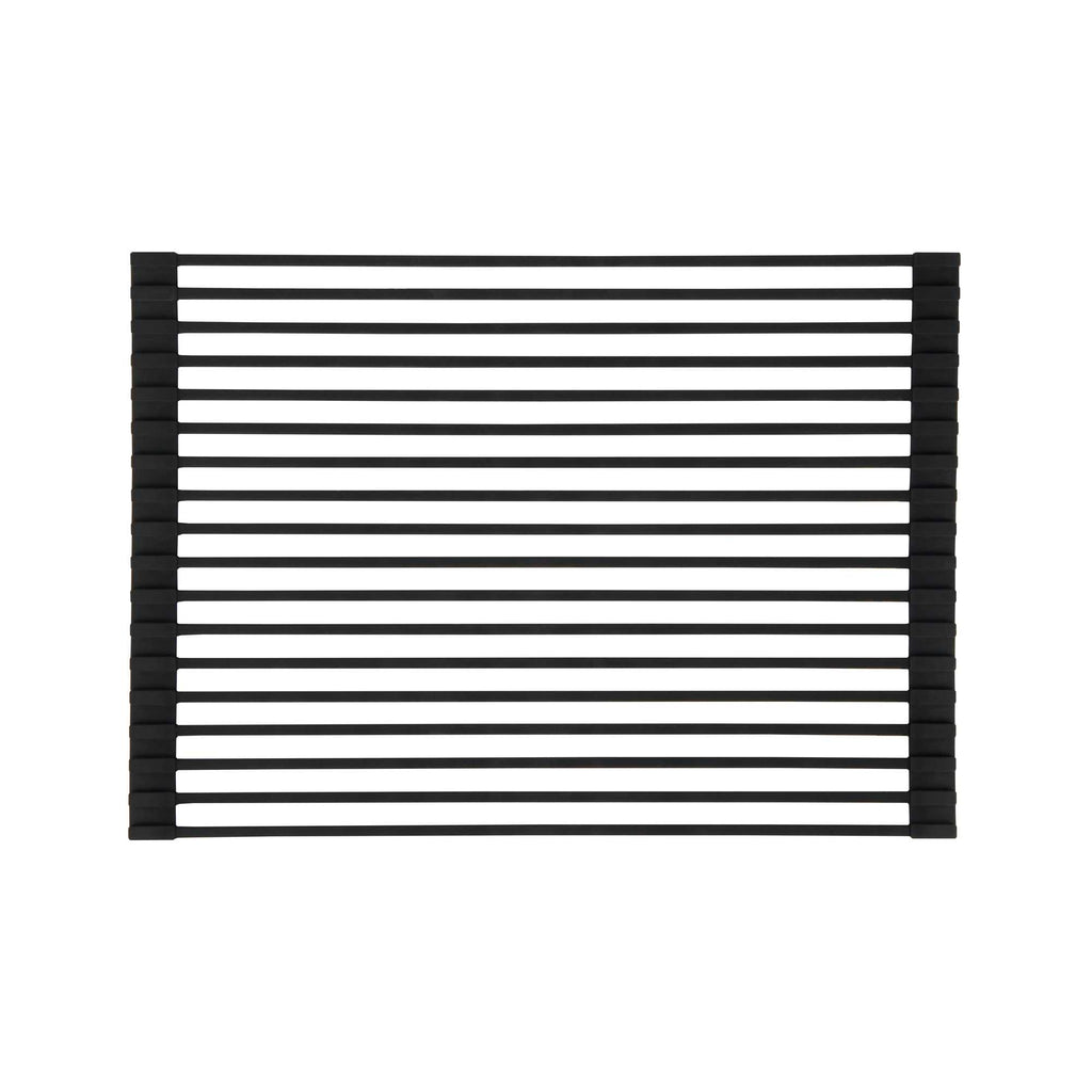 Clean Tek Professional Black Steel Over-Sink Roll-Up Drying Rack - Non-Slip - 17" x 13" - 12 count box