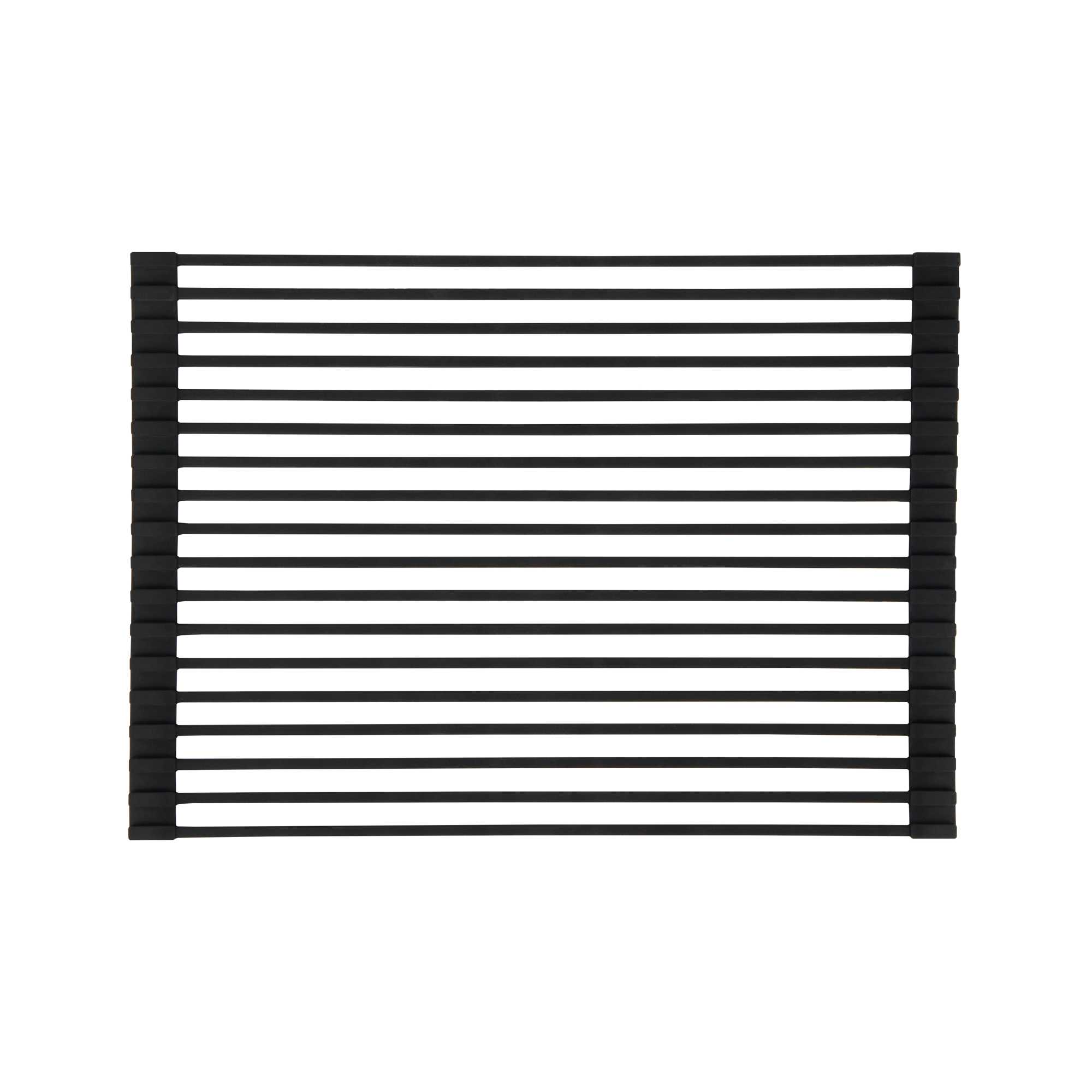 Clean Tek Professional Black Steel Over-Sink Roll-Up Drying Rack - Non-Slip - 17" x 13" - 12 count box