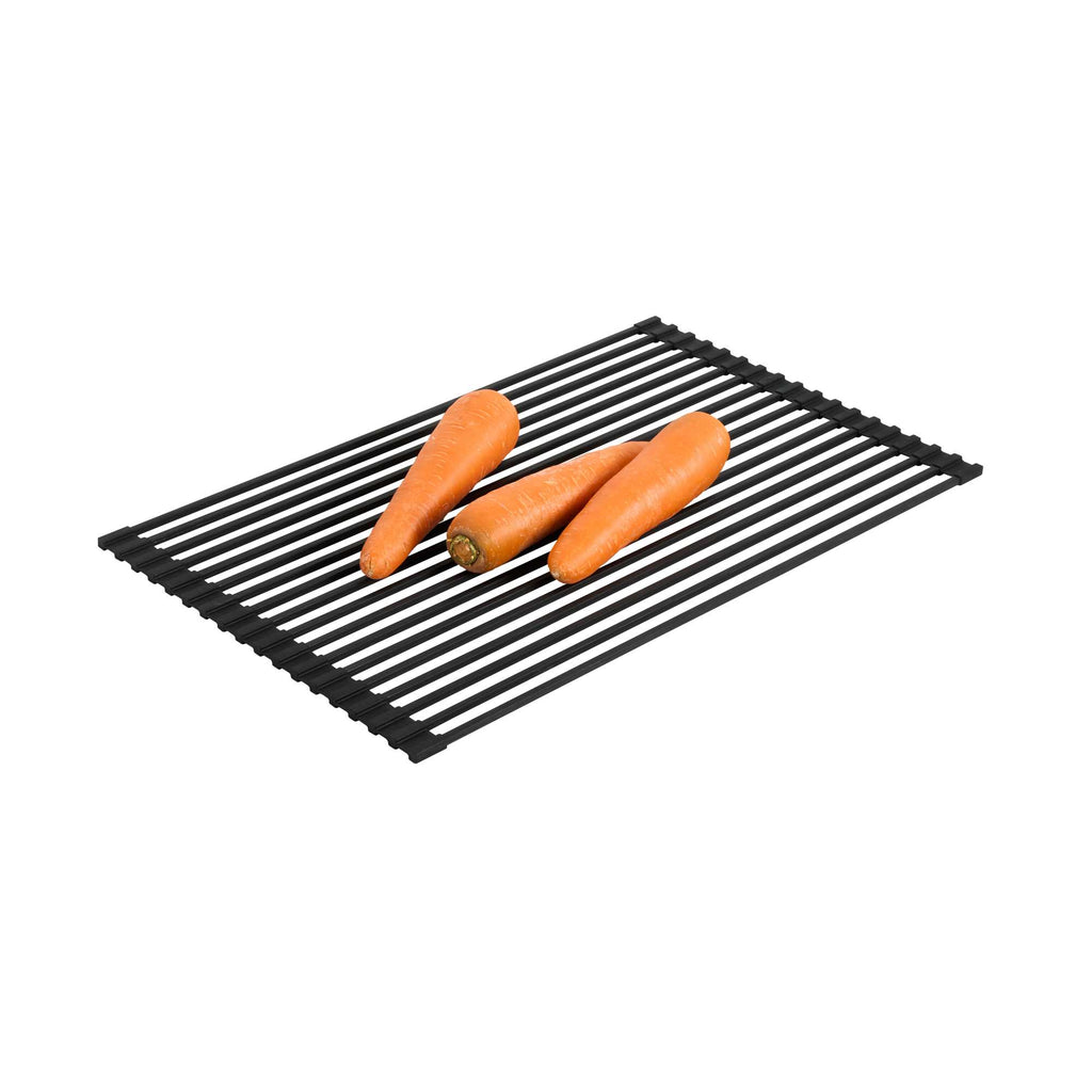 Clean Tek Professional Black Steel Over-Sink Roll-Up Drying Rack - Non-Slip - 20 1/2" x 13" - 1 count box
