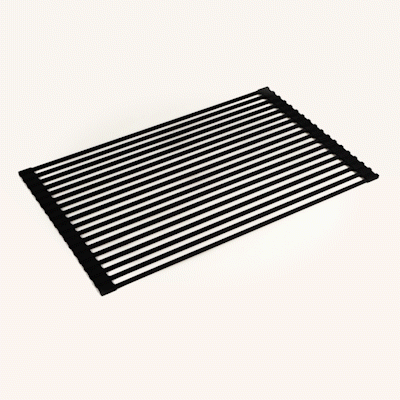 Clean Tek Professional Black Steel Over-Sink Roll-Up Drying Rack - Non-Slip - 20 1/2" x 13" - 1 count box