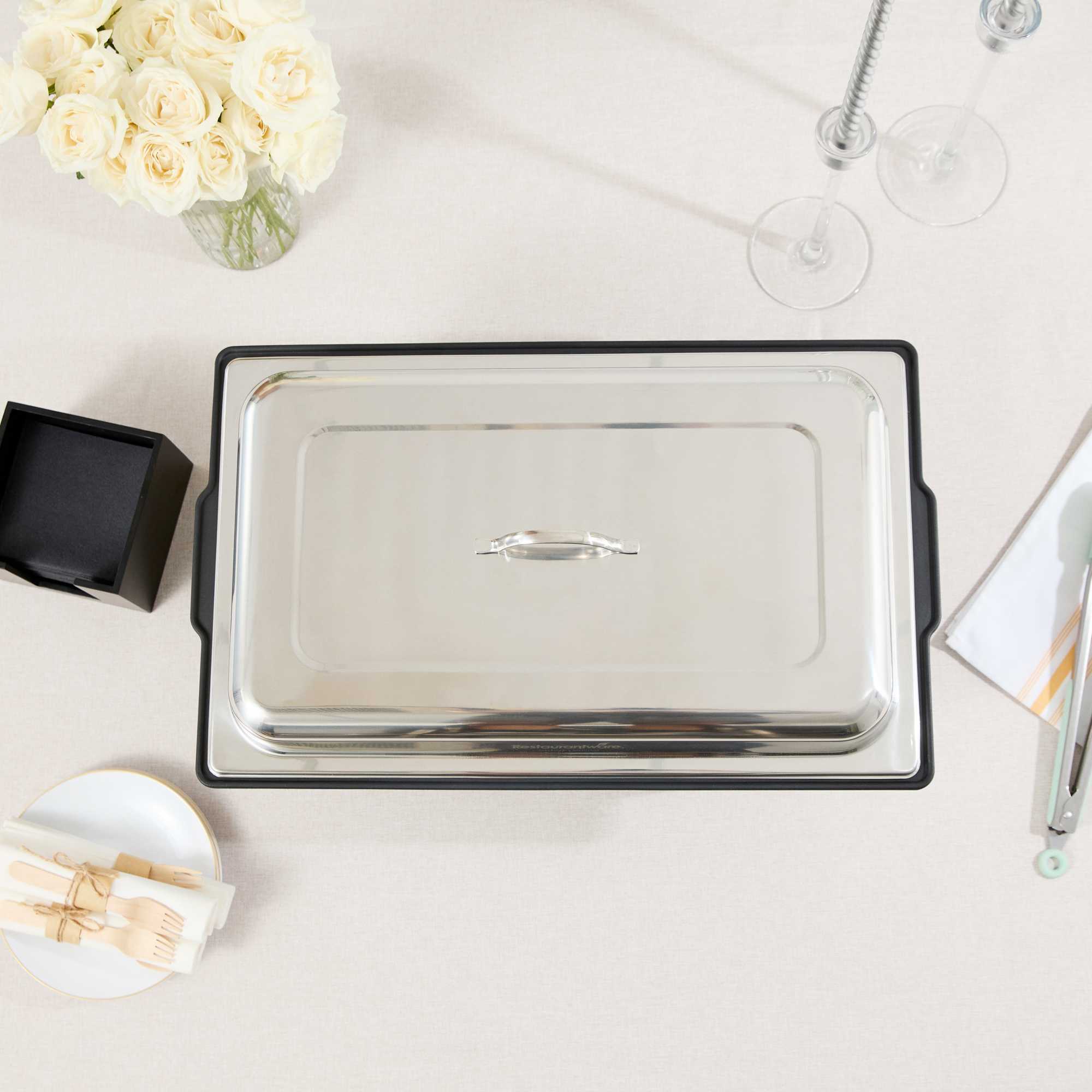 Cater Tek Full Size Stainless Steel Chafer Cover - with Handle - 1 count box