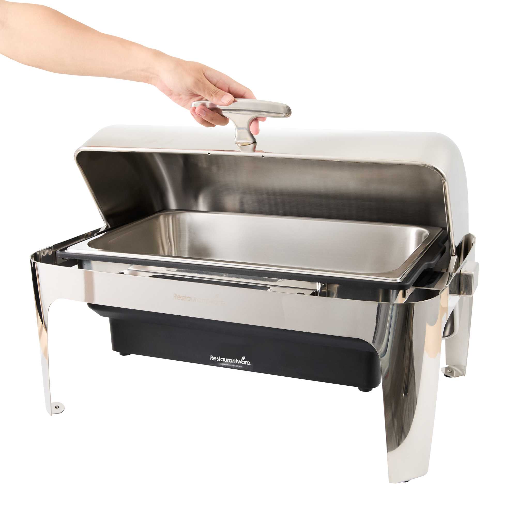 Cater Tek 14 qt Full Size Electric Chafer - Stainless Steel Roll Top Cover, Food Pan, Stand, 120V, 760W - 1 count box