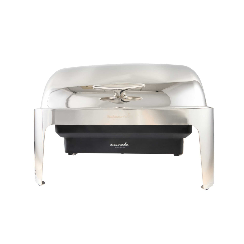 Cater Tek 9 qt Full Size Electric Chafer - Stainless Steel Roll Top Cover, Food Pan, Stand, 120V, 760W - 1 count box