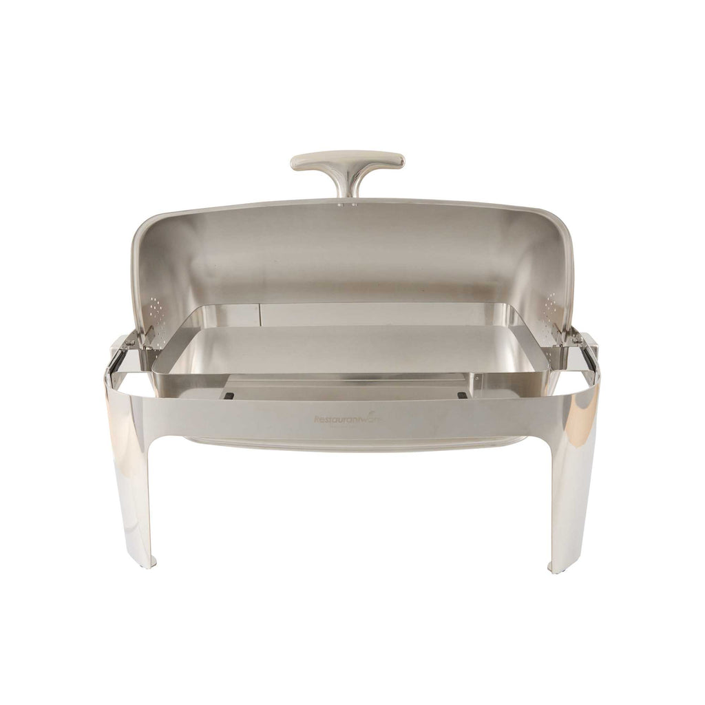 Cater Tek 9 qt Full Size Electric Chafer - Stainless Steel Roll Top Cover, Food Pan, Stand, 120V, 760W - 1 count box