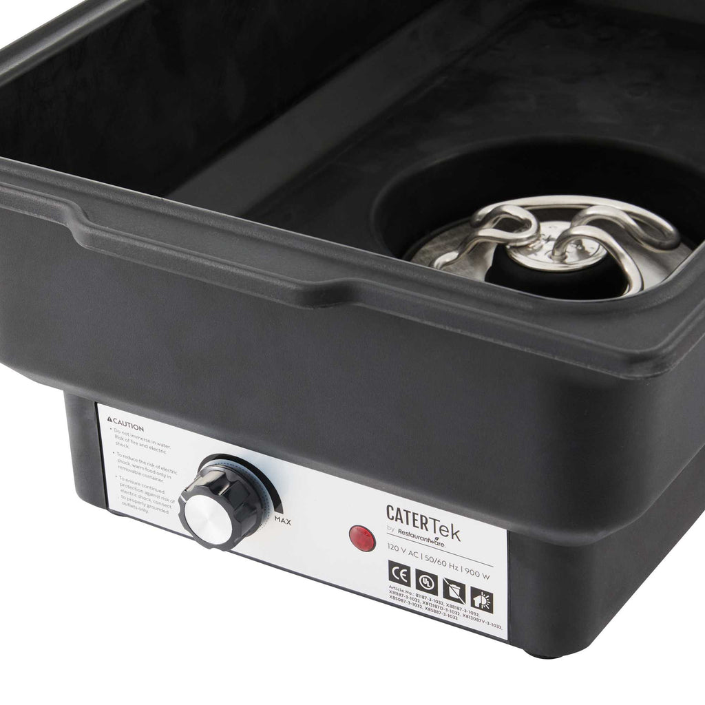 Cater Tek 9 qt Full Size Electric Chafer - Stainless Steel Roll Top Cover, Food Pan, Stand, 120V, 760W - 1 count box