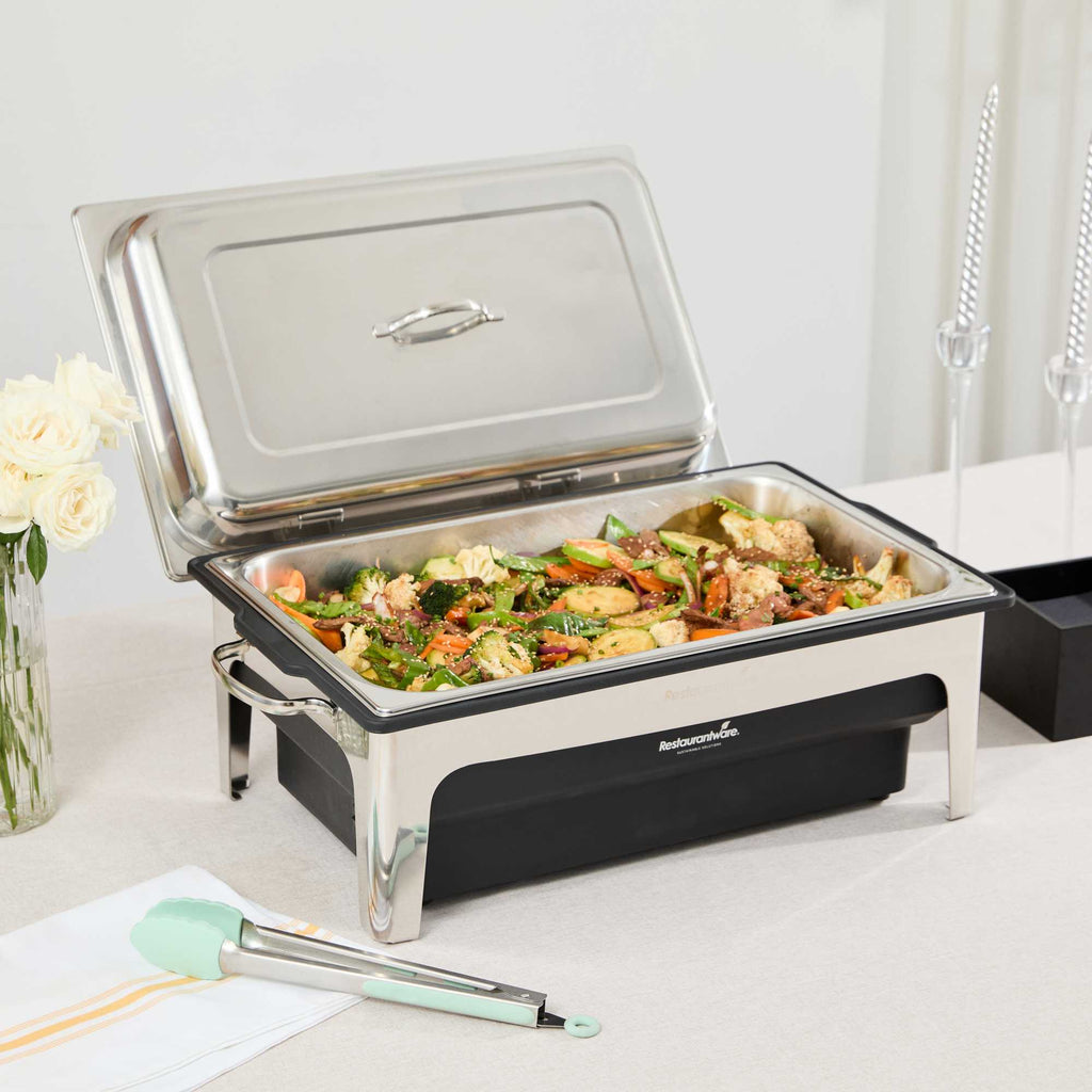 Cater Tek 9 qt Full Size Electric Chafer - Stainless Steel Chafer Cover, Food Pan, Stand, 120V, 760W - 1 count box