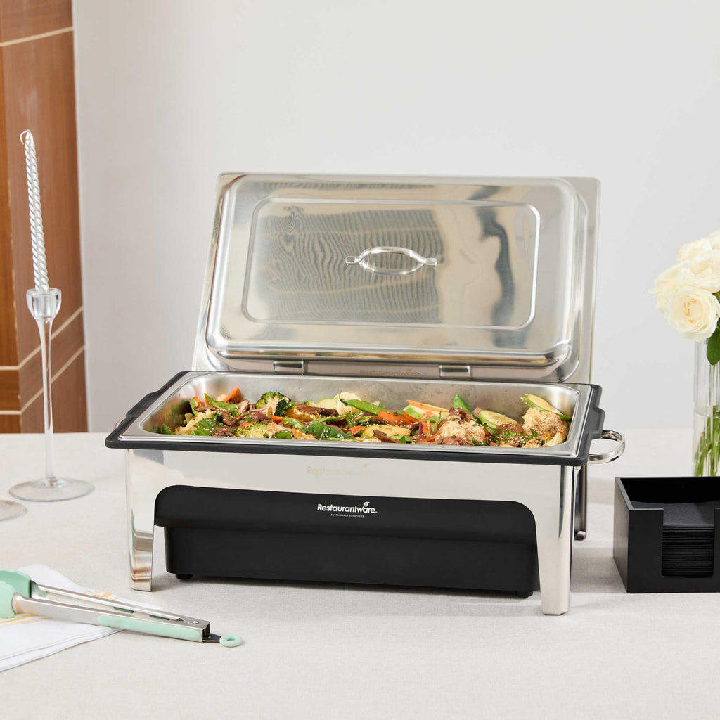 Cater Tek 9 qt Full Size Electric Chafer - Stainless Steel Chafer Cover, Food Pan, Stand, 120V, 760W - 1 count box