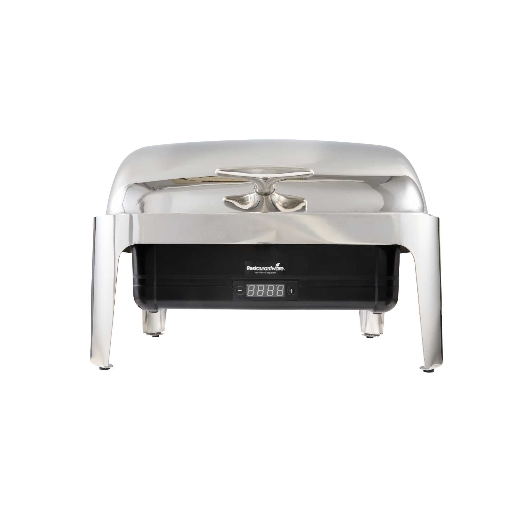 Cater Tek 14 qt Full Size Electric Chafer - Roll Top Cover, Food Pan, Stand, Digital Temperature Control, 120V, 760W - 1 count box