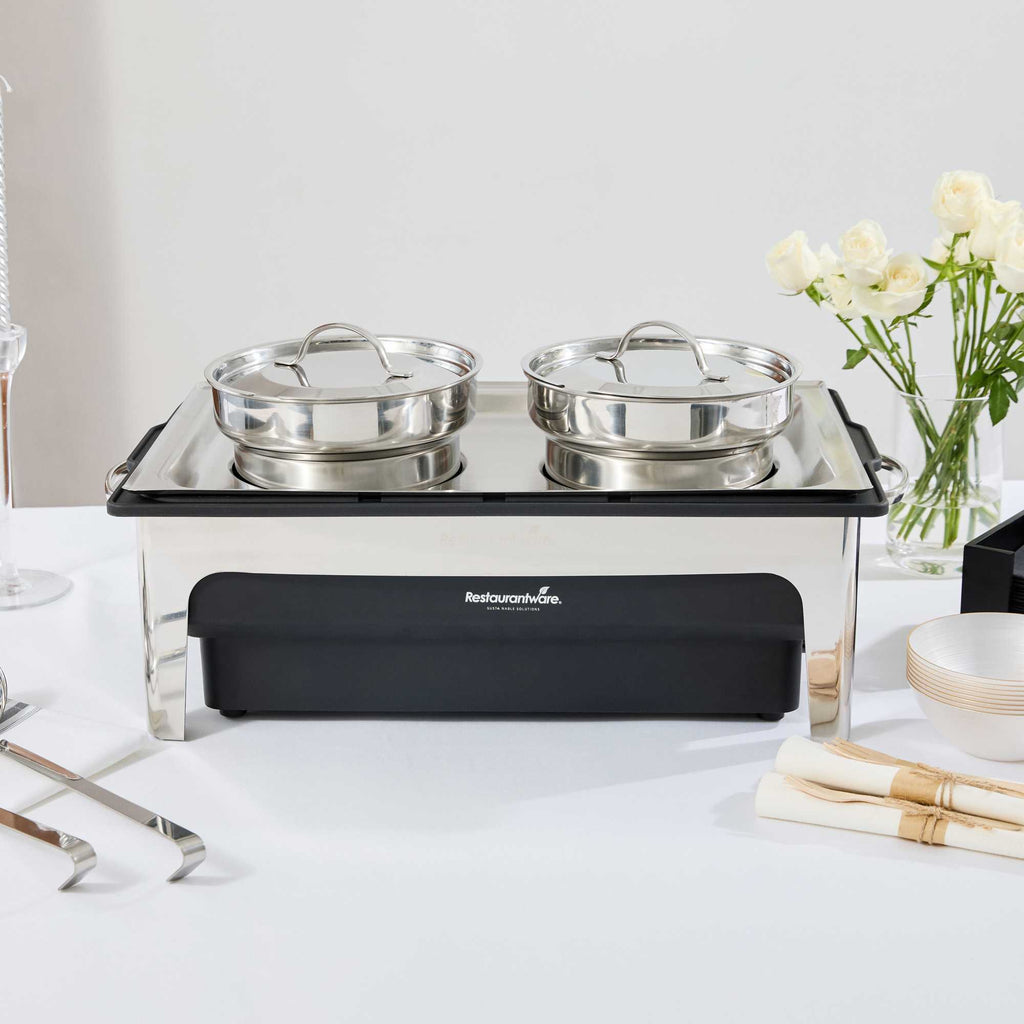 Cater Tek 8 qt Full Size Electric Soup Station - 2 Bain Marie Pots - , 2 Ladles, Stand, 120V, 760W - 1 count box