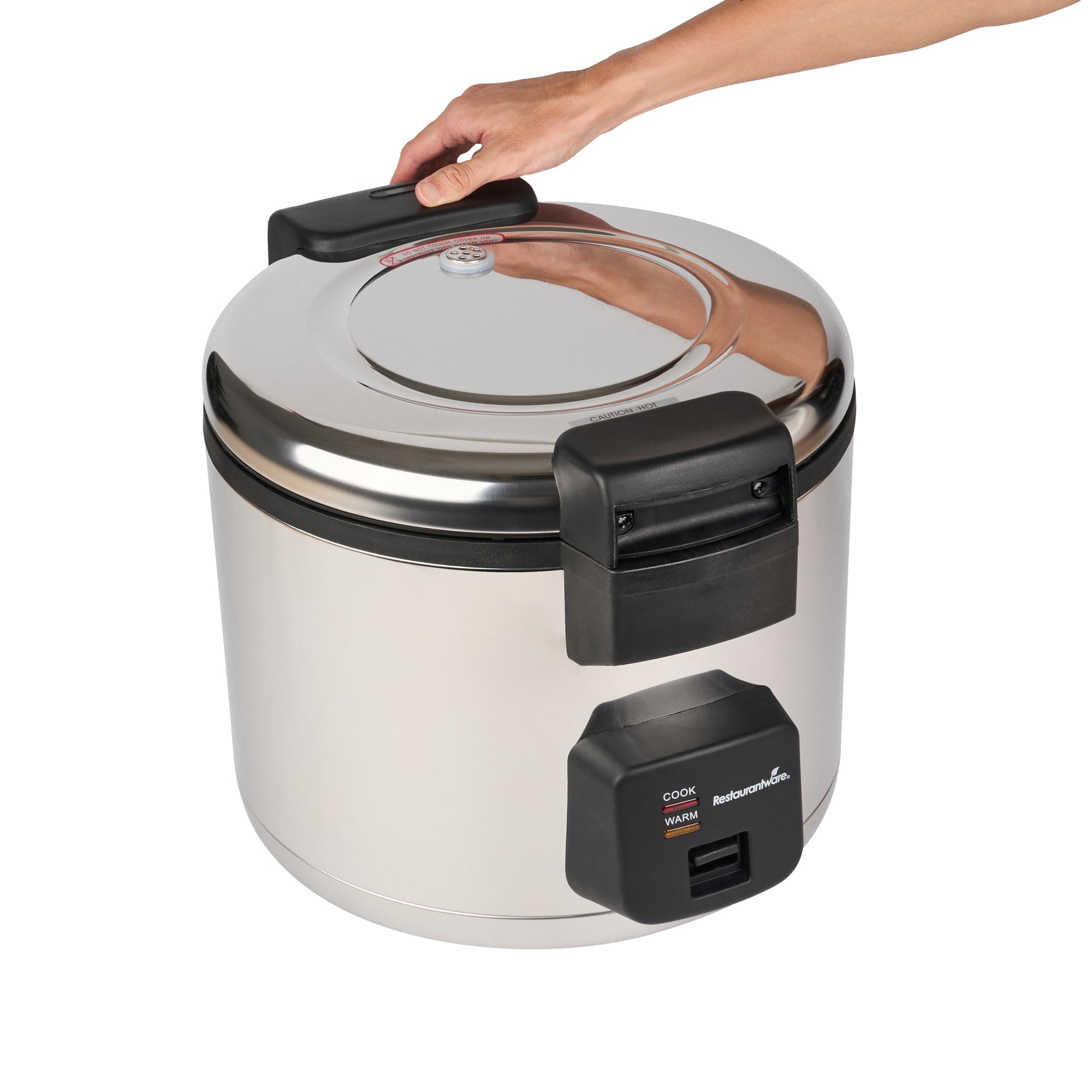 Kitchen Tek 70 Cup (35 Cup Raw) Steel Electric Rice Cooker / Warmer - with Hinged Lid, 110-120V, 1650W - 1 count box