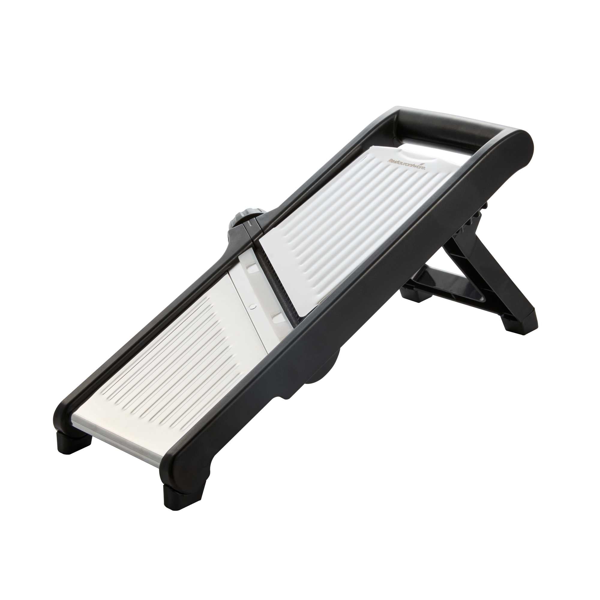 German Standard Stainless Steel Adjustable Mandoline Slicer - Cut-Resistant Gloves, Cleaning Brush, Blade Guard - 1 count box