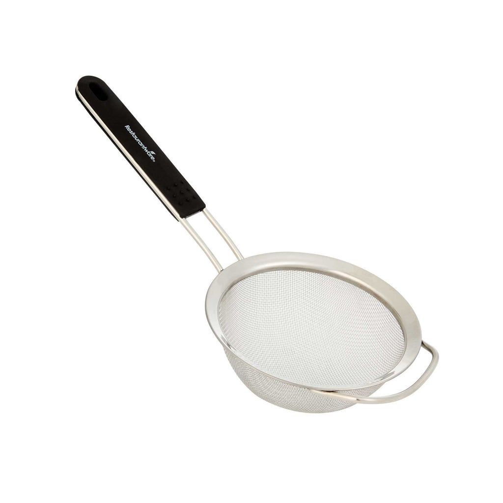 Comfy Grip Round Stainless Steel Extra Fine Mesh Strainer - with Silicone Handle - 5 1/2" - 1 count box