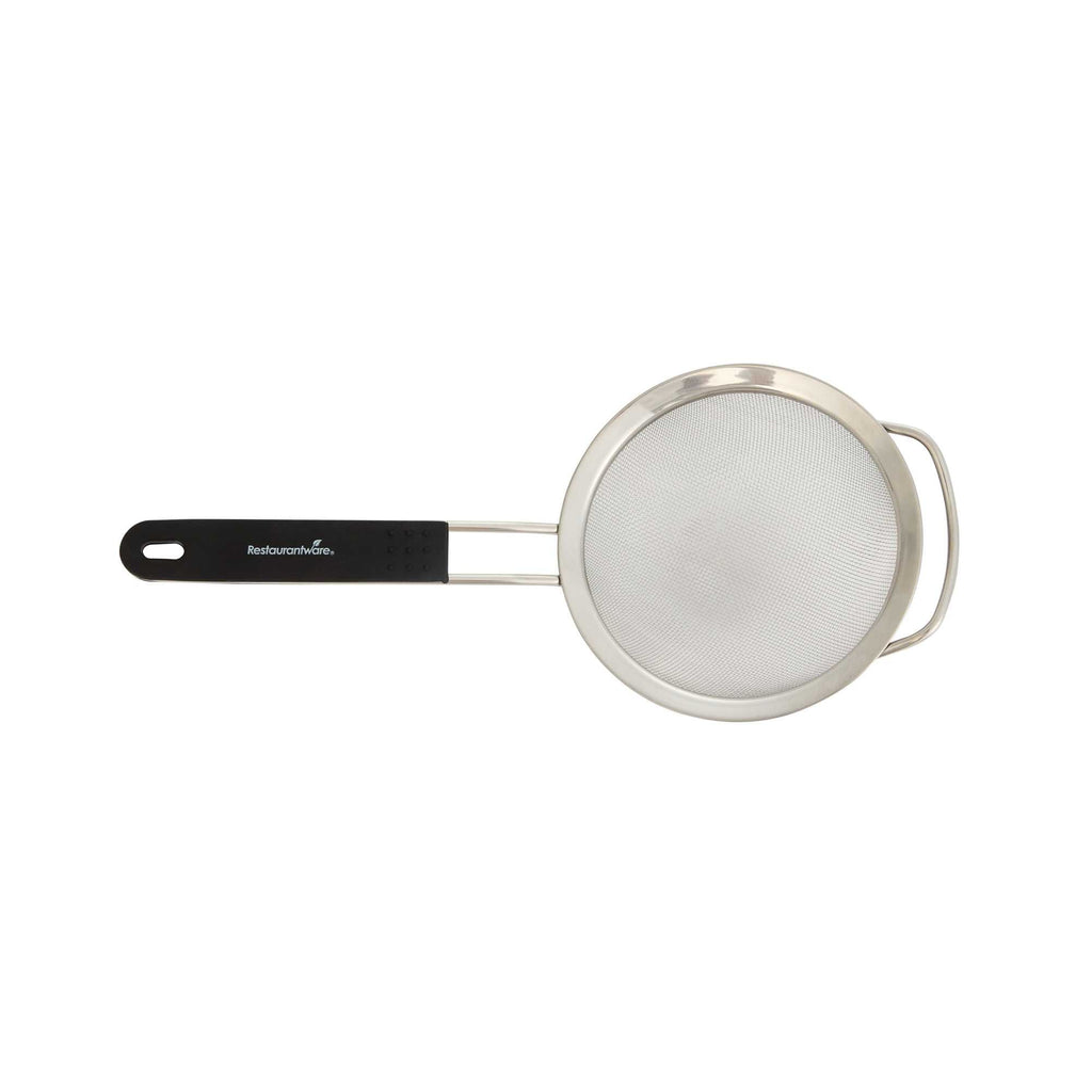 Comfy Grip Round Stainless Steel Extra Fine Mesh Strainer - with Silicone Handle - 5 1/2" - 1 count box