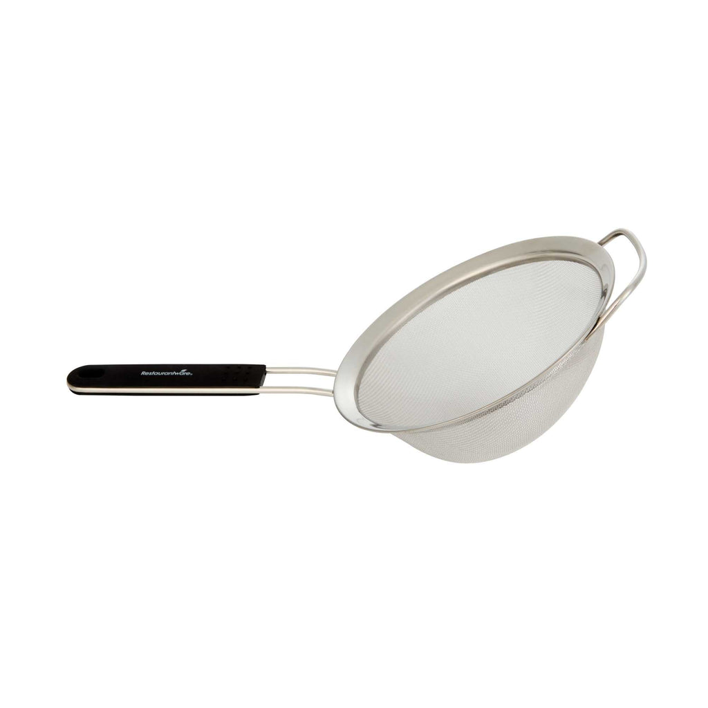 Comfy Grip Round Stainless Steel Extra Fine Mesh Strainer - with Silicone Handle - 7" - 1 count box