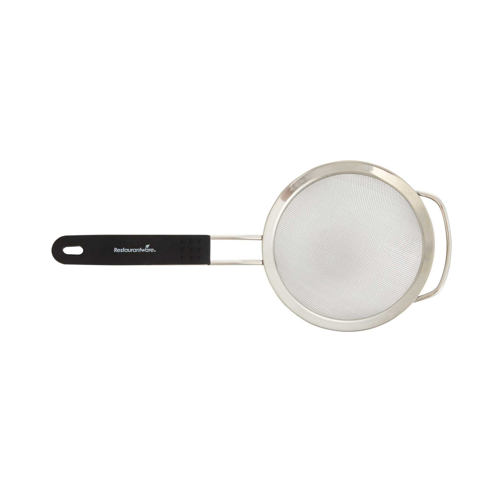 Comfy Grip Round Stainless Steel Extra Fine Mesh Strainer - with Silicone Handle - 7" - 1 count box