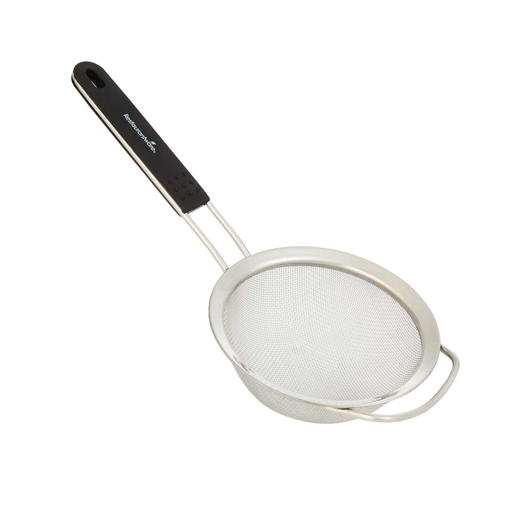 Comfy Grip Round Stainless Steel Extra Fine Mesh Strainer - with Silicone Handle - 7 3/4" - 1 count box