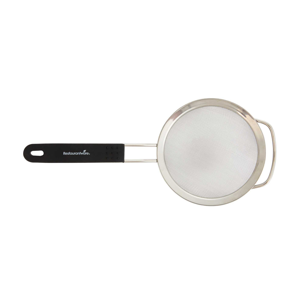 Comfy Grip Round Stainless Steel Extra Fine Mesh Strainer - with Silicone Handle - 7 3/4" - 1 count box