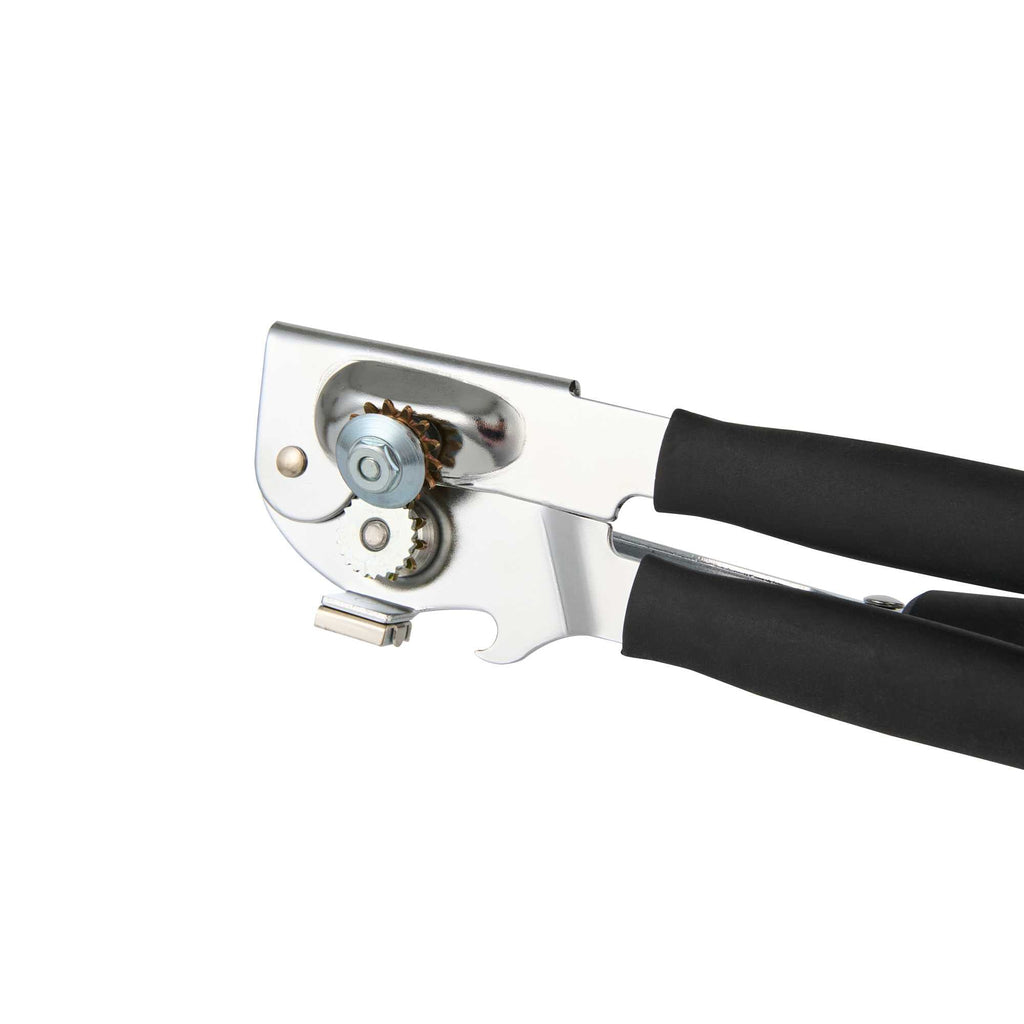 German Standard Black Stainless Steel Handheld Crank Can Opener - Magnetic Lid Lifter,Long Handles - 8 3/4" x 2 1/4" x 3 1/2" - 36 count box