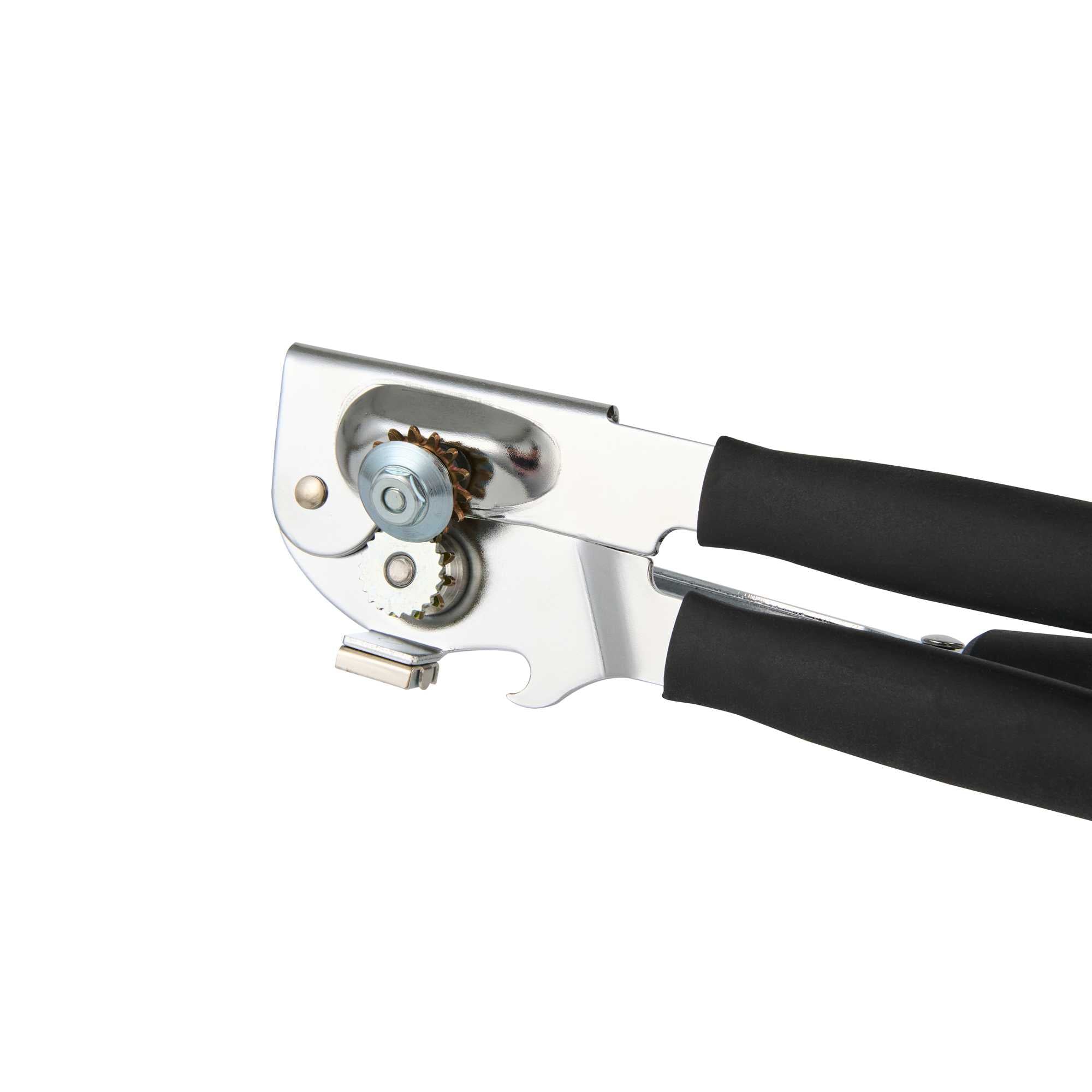 German Standard Black Stainless Steel Handheld Crank Can Opener - Magnetic Lid Lifter,Long Handles - 8 3/4" x 2 1/4" x 3 1/2" - 36 count box