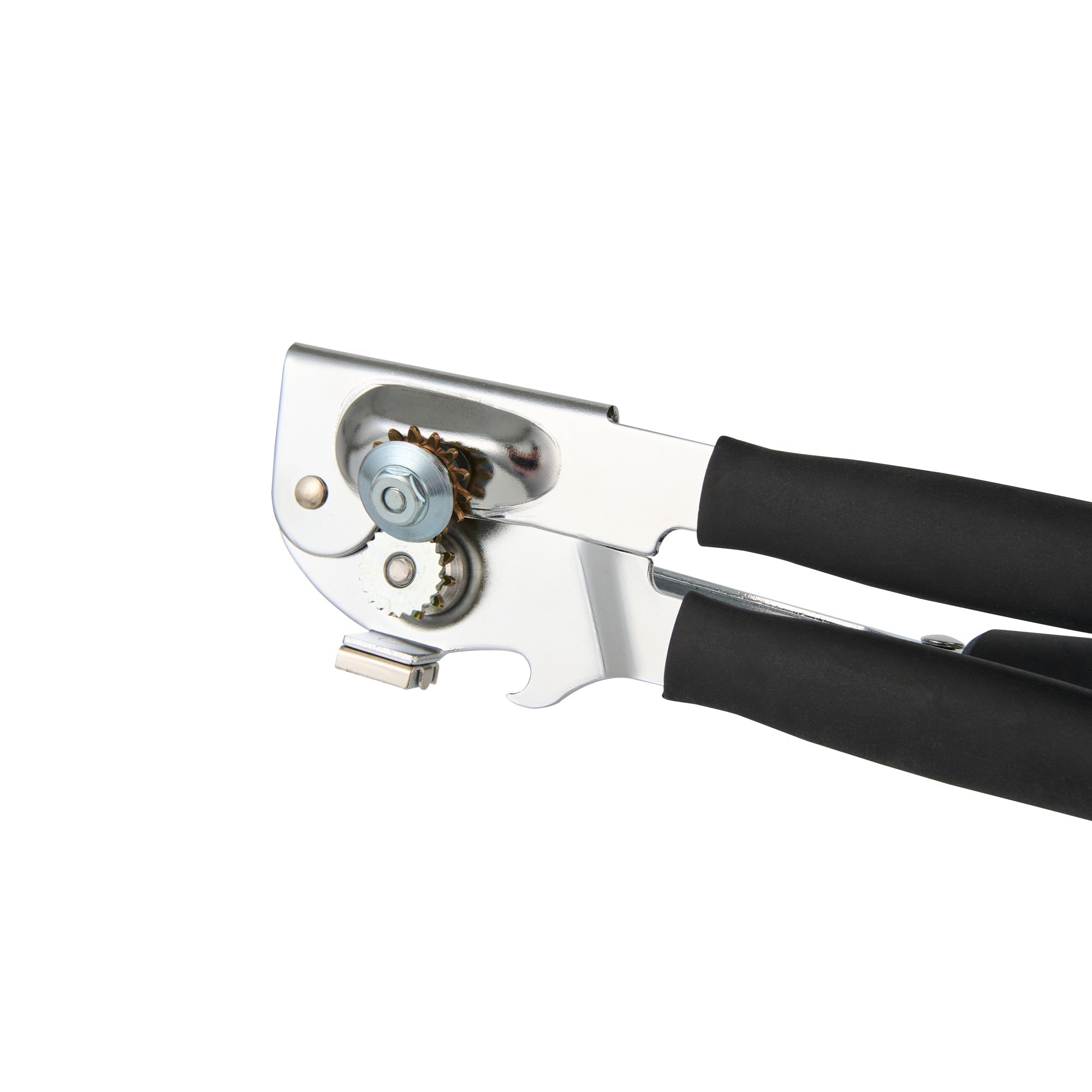 German Standard Black Carbon Steel Handheld Crank Can Opener - Magnetic Lid Lifter, Long Handles - 8 3/4" x 2 1/4" x 3 1/2" - 1 count box